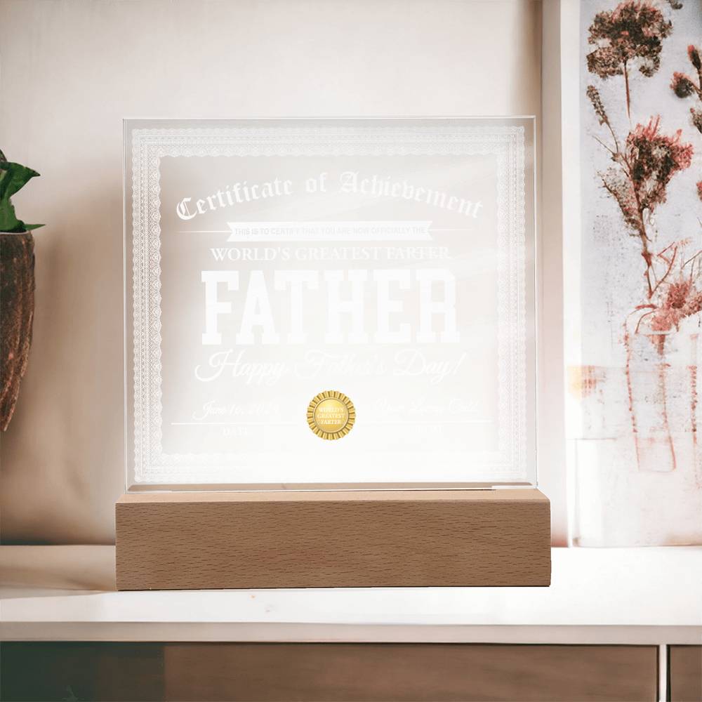To My Dad, The Worlds Greatest Farter (Father), Happy Fathers Day, Funny Dad Gift, Square Acrylic Plaque
