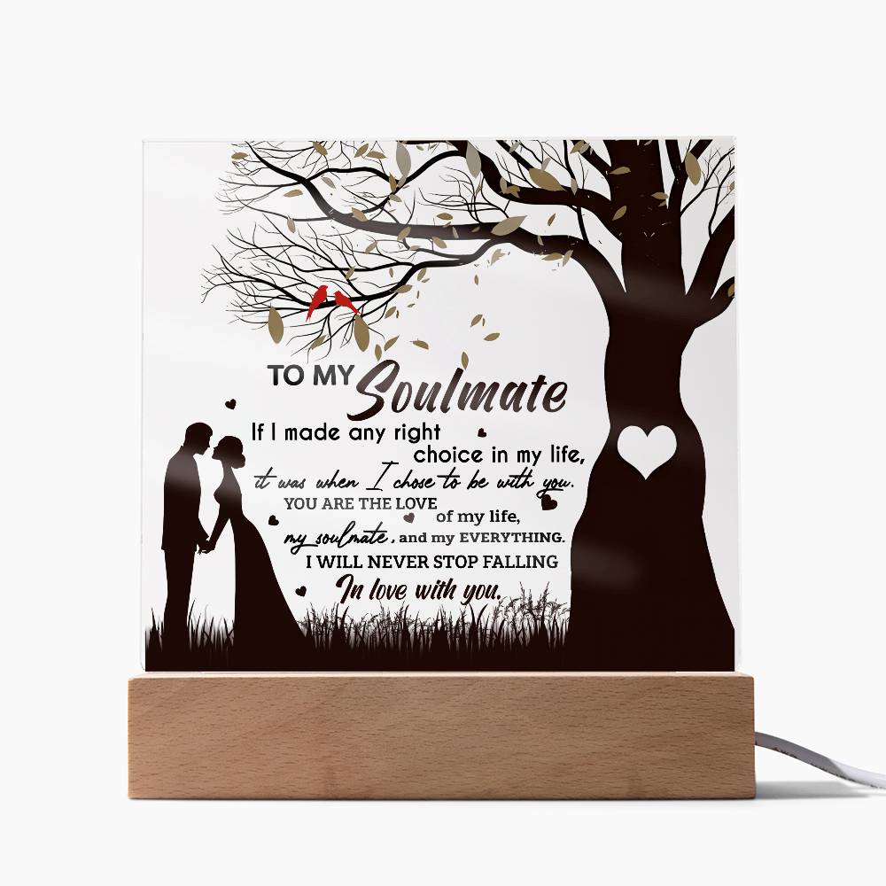 To My Soulmate, I Will Never Stop Falling In Love With You, Square Acrylic Plaque