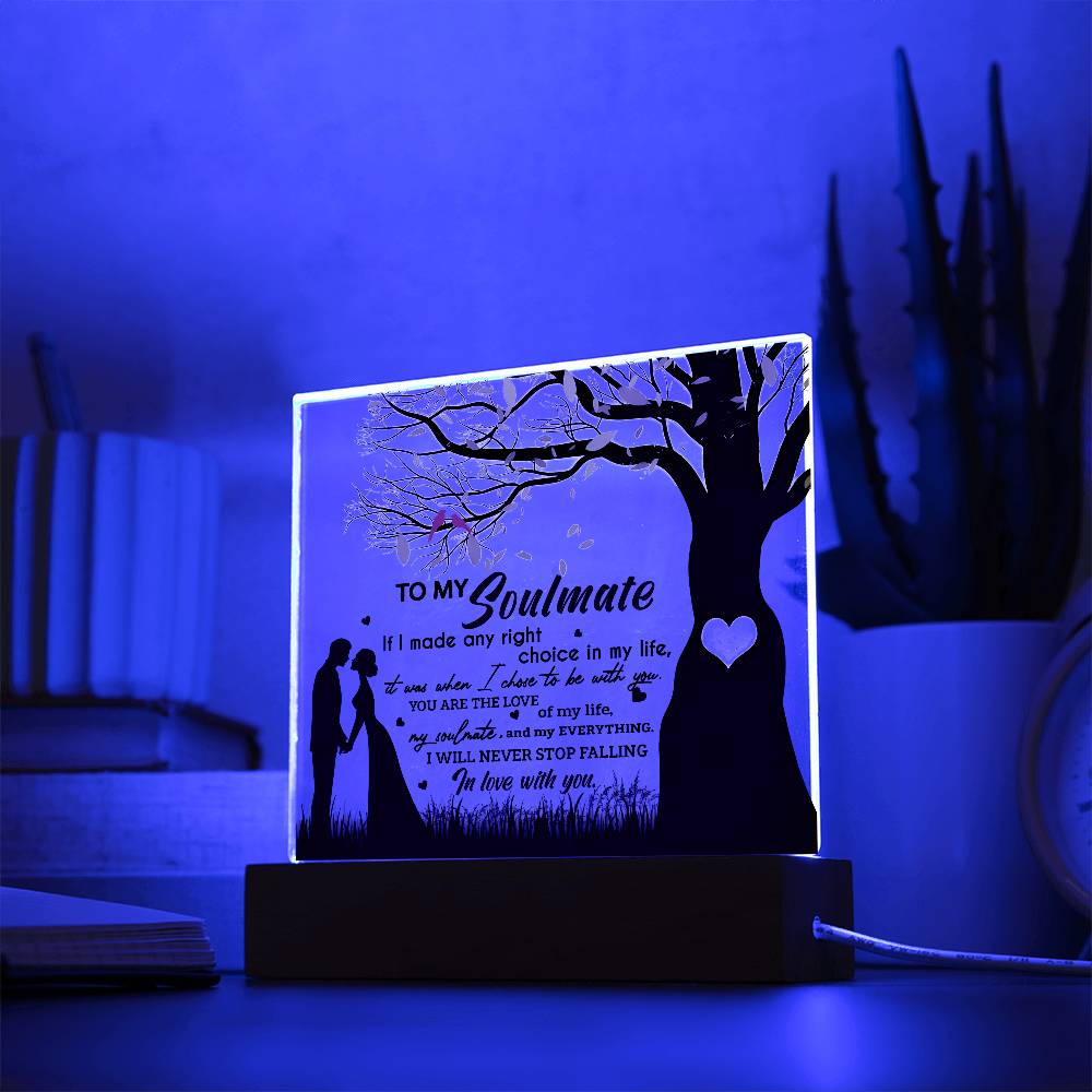To My Soulmate, I Will Never Stop Falling In Love With You, Square Acrylic Plaque