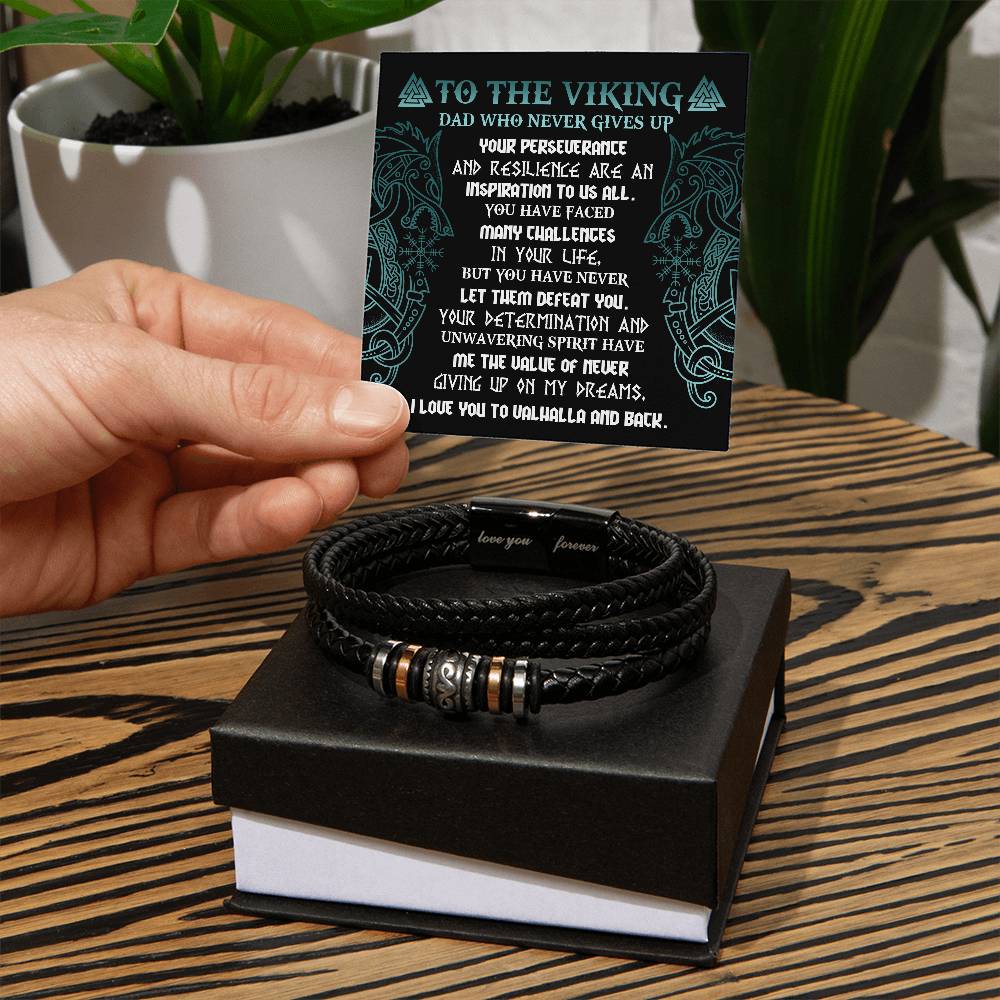 To My Dad, To My Viking Dad Who Never Gives Up, Love You Forever Bracelet, Gift For Dad
