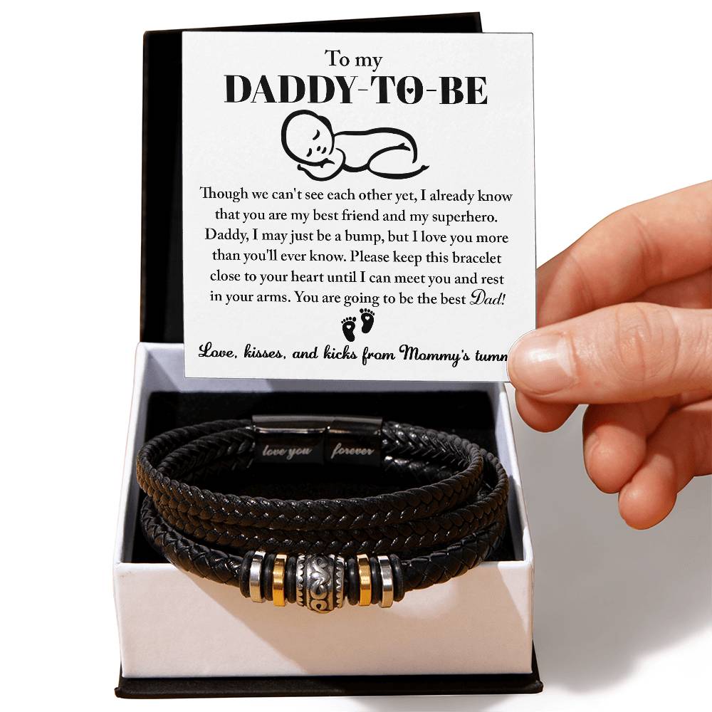 To My Daddy To Be, Please Keep This Bracelet Close To Your Heart, From Mommys Tummy, Love You Forever Bracelet