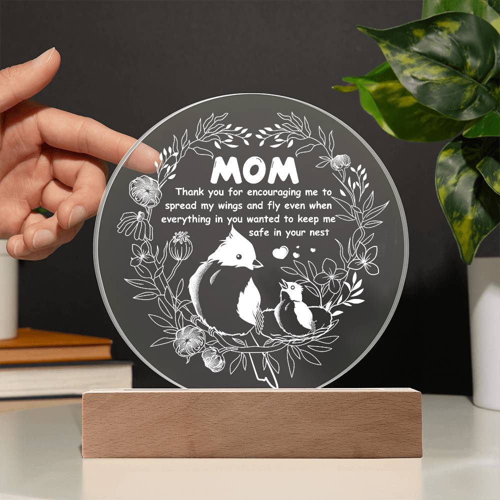 To My Mom, Keep Me Safe, Circle Acrylic Plaque