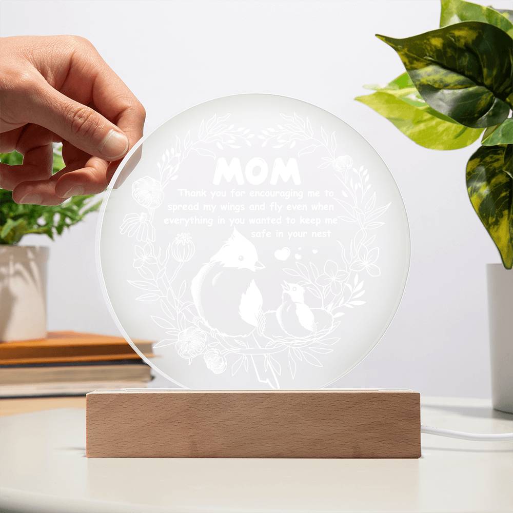To My Mom, Keep Me Safe, Circle Acrylic Plaque