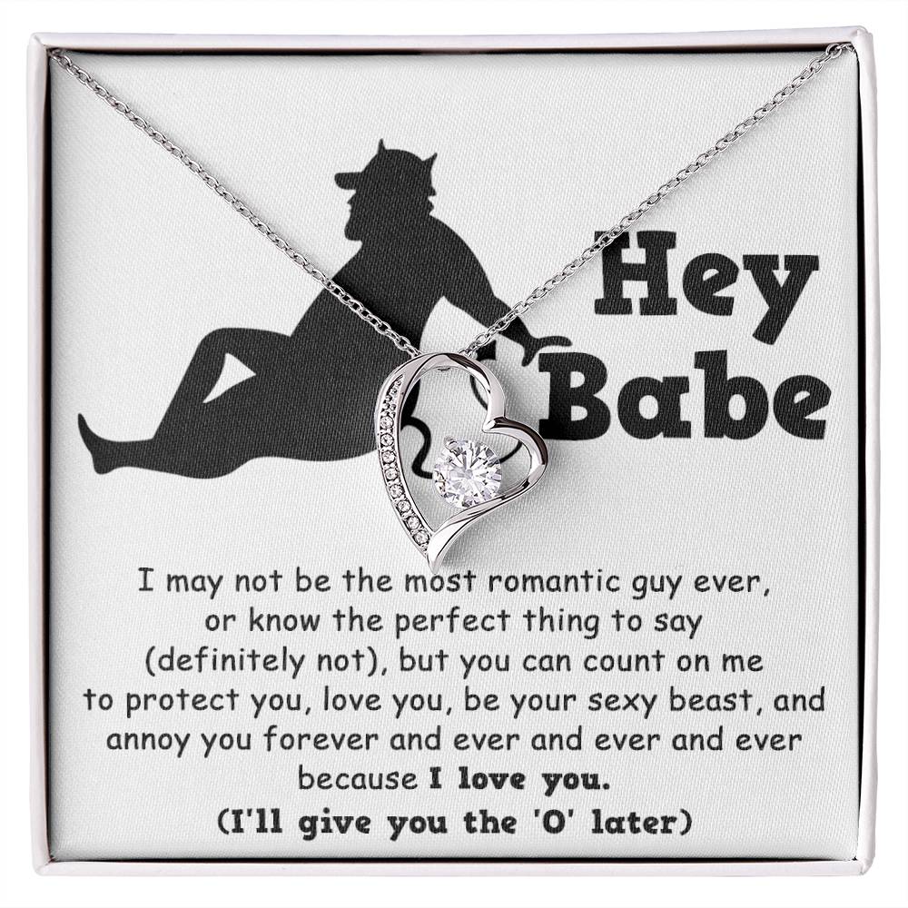 Funny Gift For Her, Not The Most Romantic Guy Ever, Forever Love Heart Necklace Message Card
