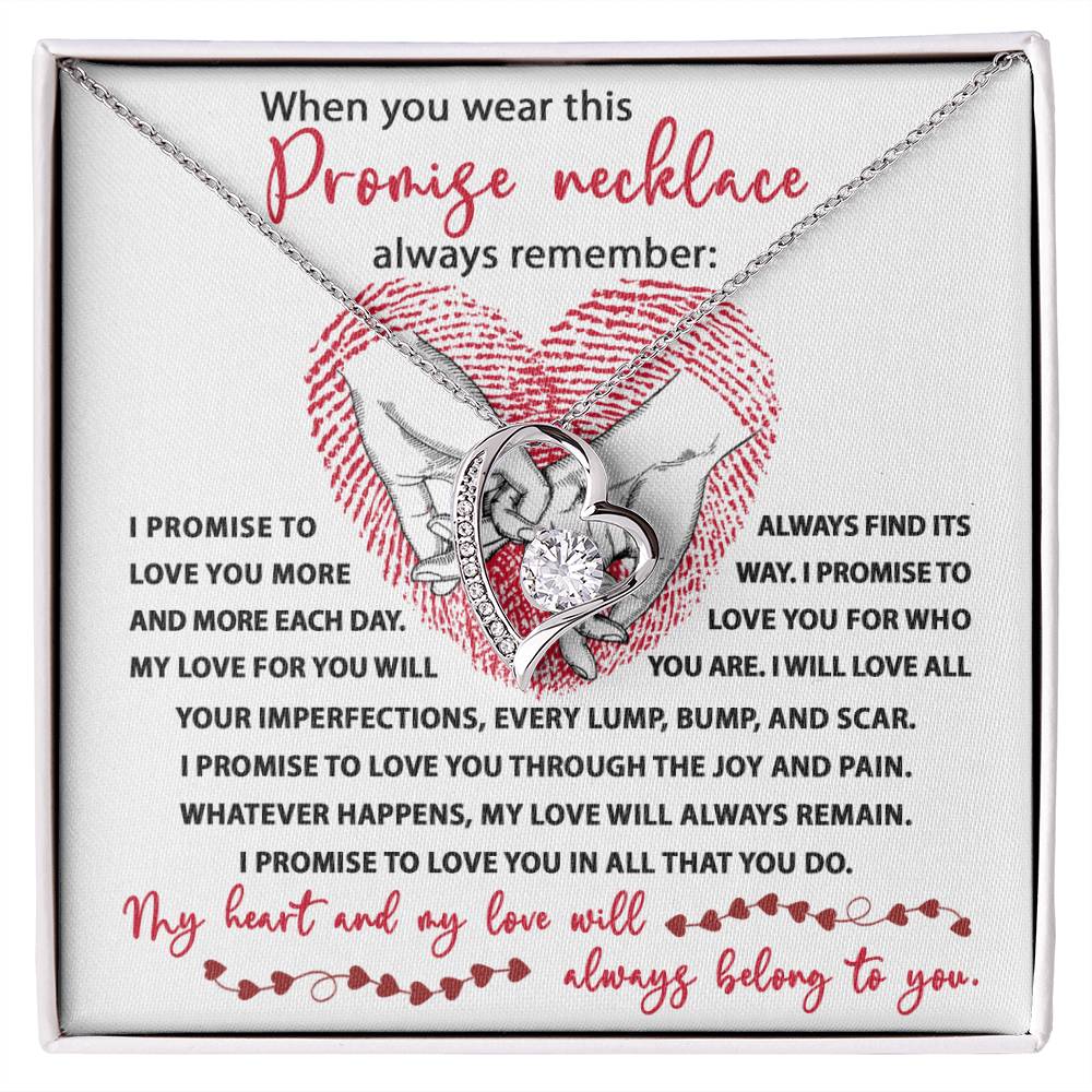 Promise Necklace, My Heart And My Love Will Always Belong To You, Forever Love Heart Necklace Message Card