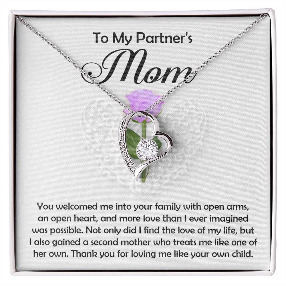 To My Partner's Mom, A Second Mother, Forever Love Heart Necklace