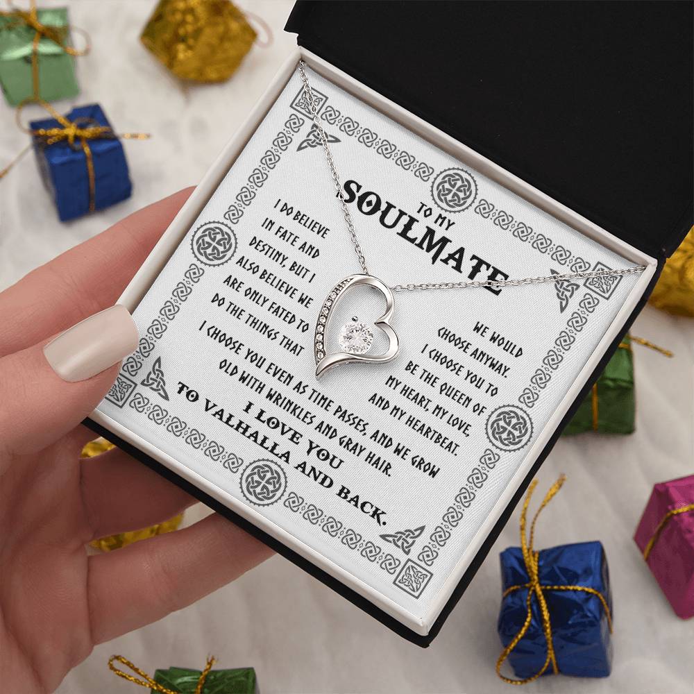 To My Soulmate, I Choose You Even As We Grow Old, Forever Love Heart Necklace Message Card