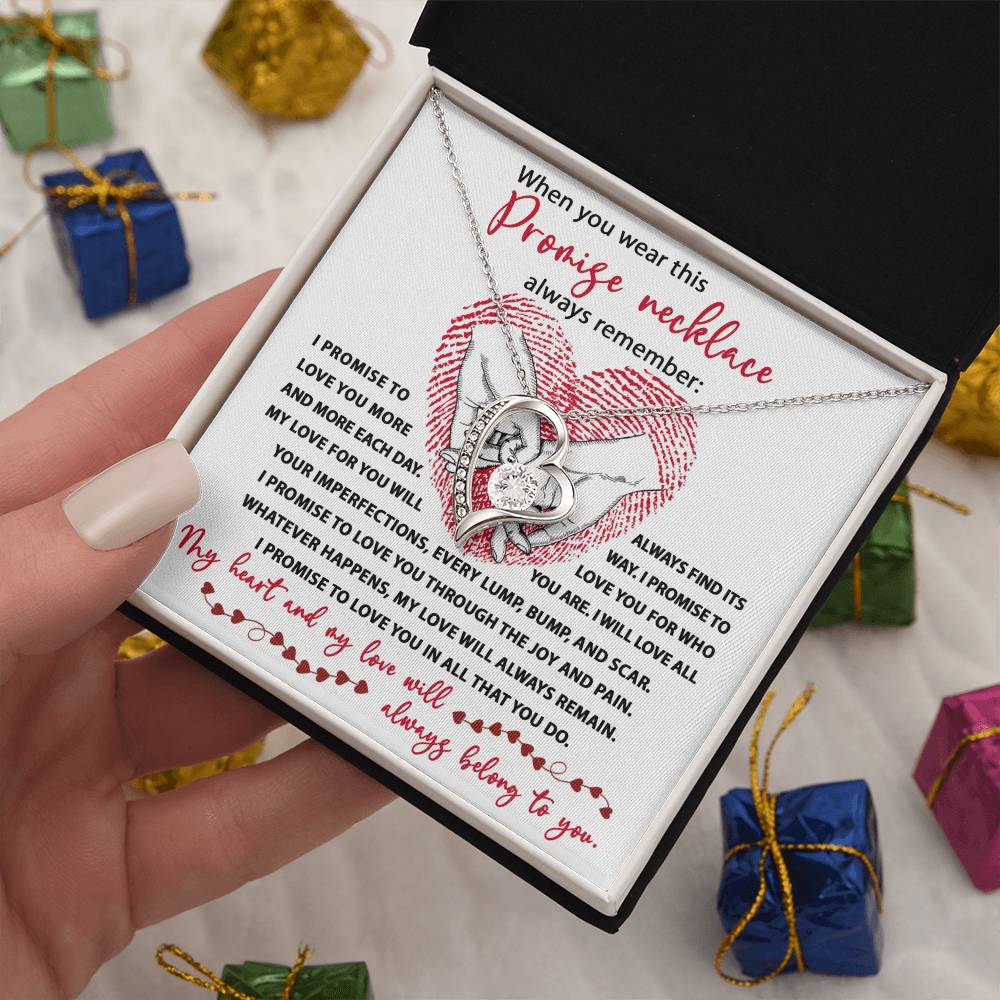 Promise Necklace, My Heart And My Love Will Always Belong To You, Forever Love Heart Necklace Message Card