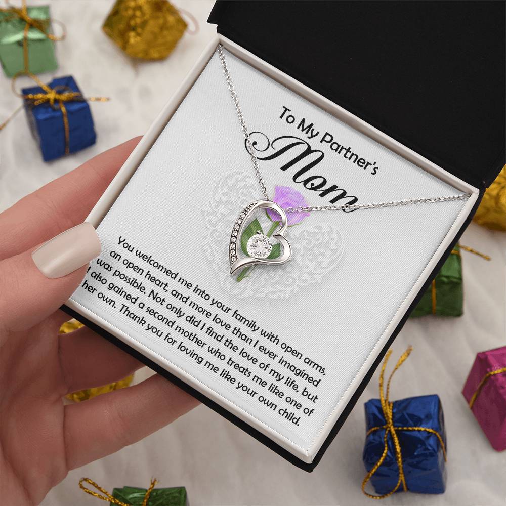 To My Partner's Mom, A Second Mother, Forever Love Heart Necklace