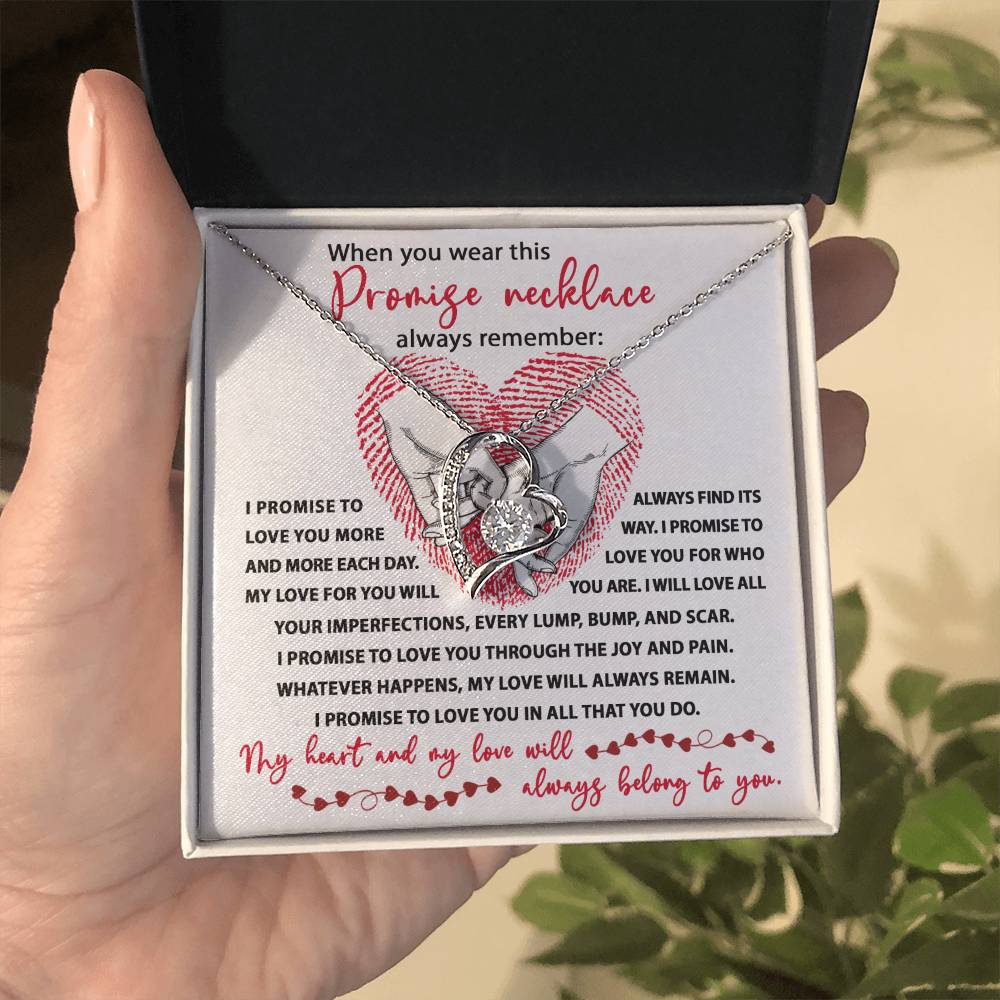 Promise Necklace, My Heart And My Love Will Always Belong To You, Forever Love Heart Necklace Message Card