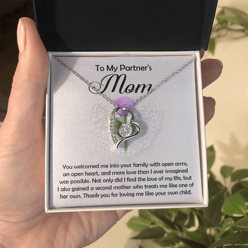 To My Partner's Mom, A Second Mother, Forever Love Heart Necklace
