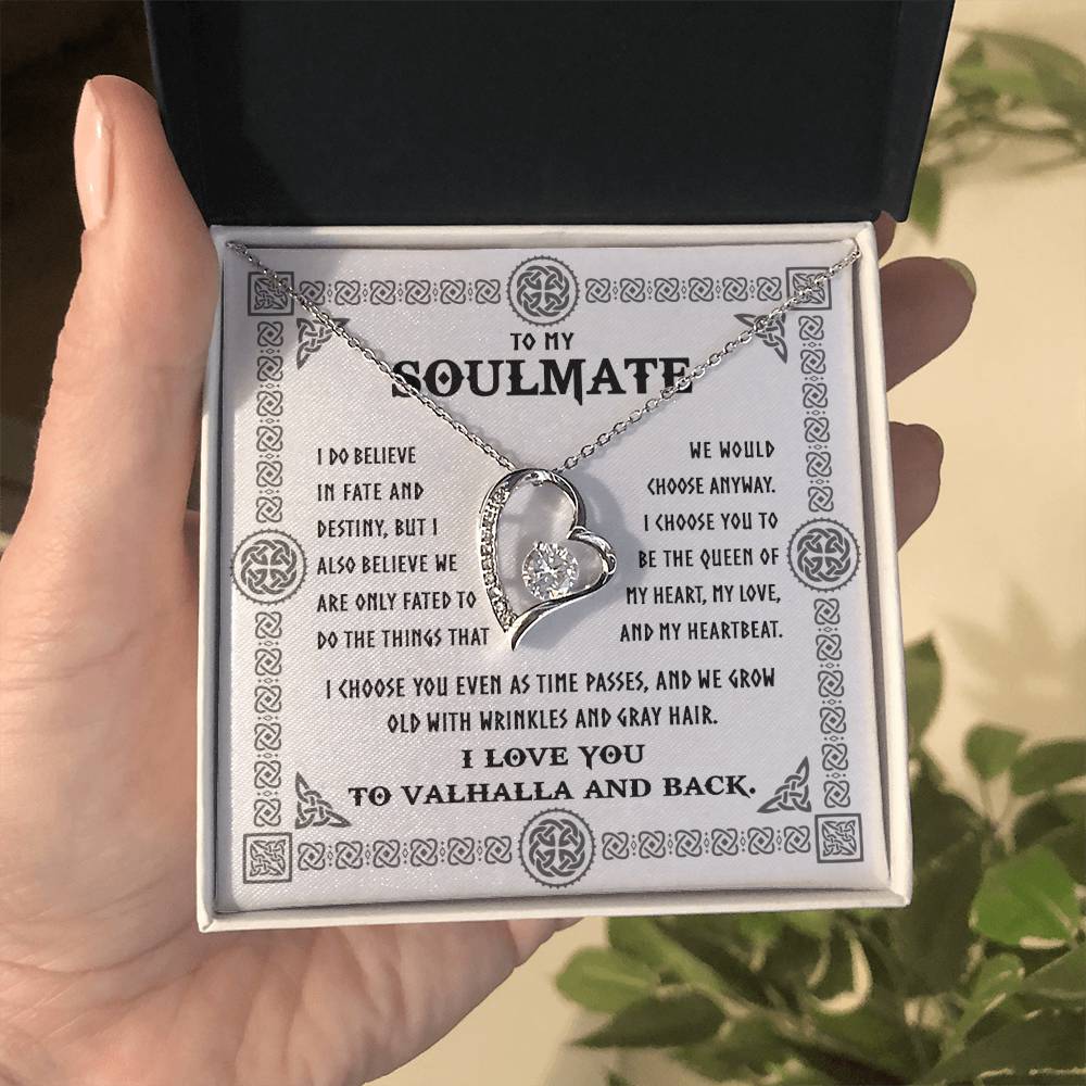 To My Soulmate, I Choose You Even As We Grow Old, Forever Love Heart Necklace Message Card