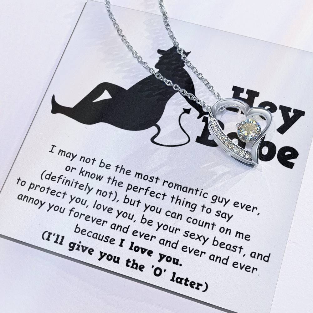 Funny Gift For Her, Not The Most Romantic Guy Ever, Forever Love Heart Necklace Message Card