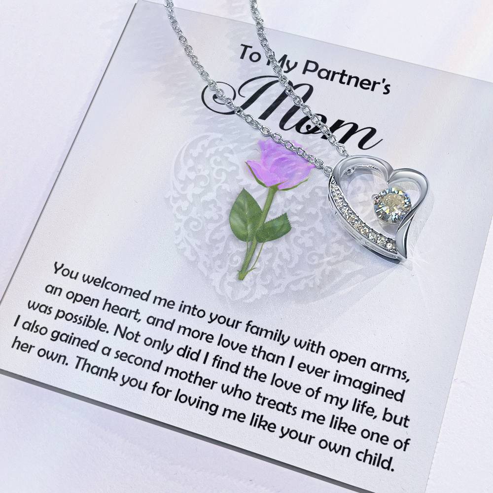 To My Partner's Mom, A Second Mother, Forever Love Heart Necklace