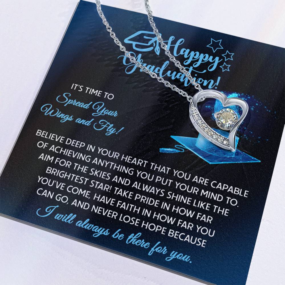 Happy Graduation, Spread Your Wings And Fly, Forever Love Heart Necklace