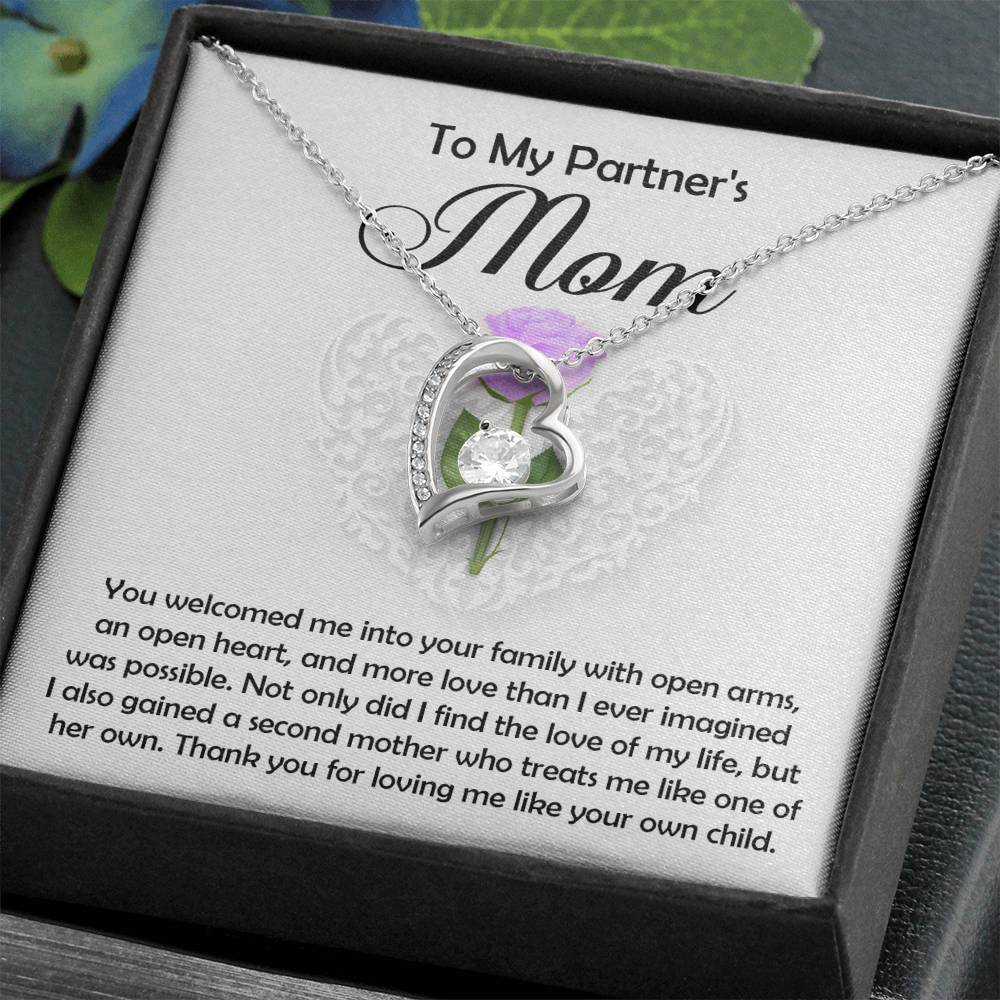 To My Partner's Mom, A Second Mother, Forever Love Heart Necklace