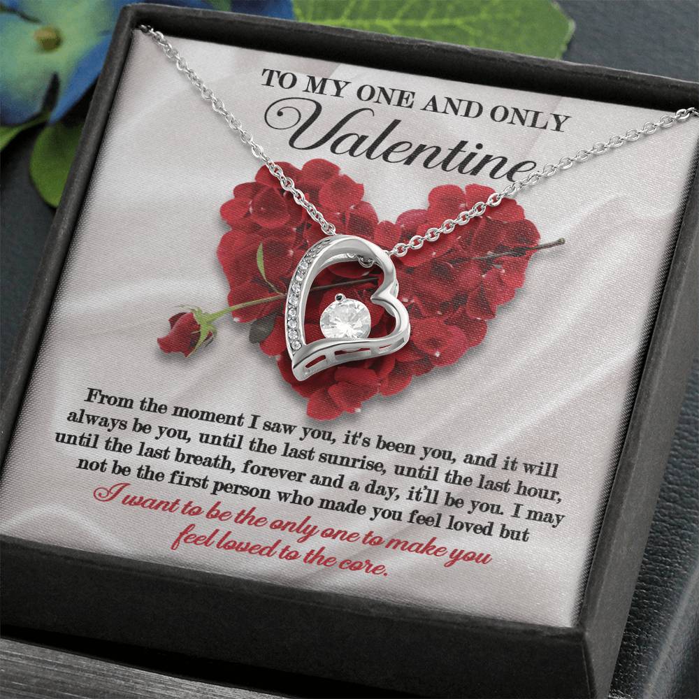 To My One And Only Valentine, Forever Love Heart Necklace Message Card