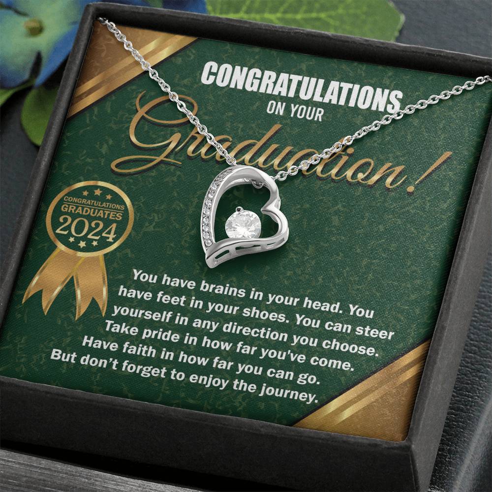 Congratulations On Your Graduation, Have Faith In How Far You Can Go, Forever Love Heart Necklace