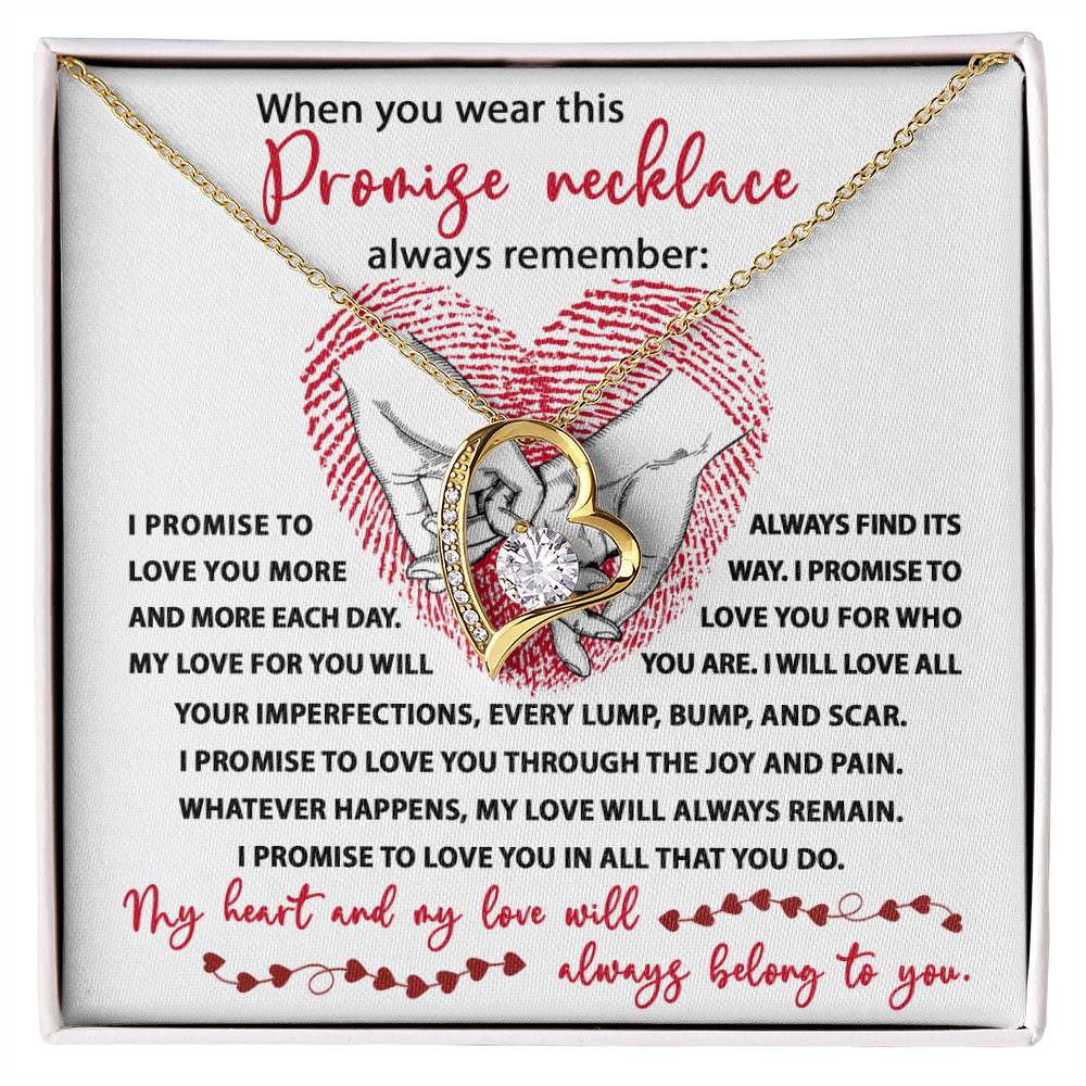 Promise Necklace, My Heart And My Love Will Always Belong To You, Forever Love Heart Necklace Message Card