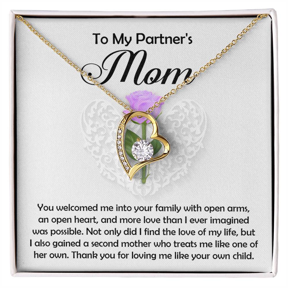 To My Partner's Mom, A Second Mother, Forever Love Heart Necklace