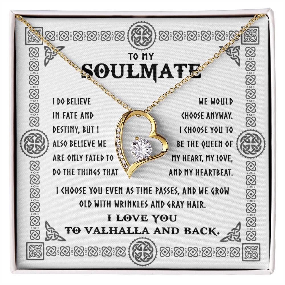 To My Soulmate, I Choose You Even As We Grow Old, Forever Love Heart Necklace Message Card