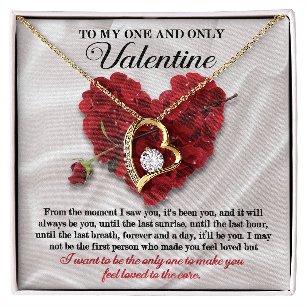 To My One And Only Valentine, Forever Love Heart Necklace Message Card