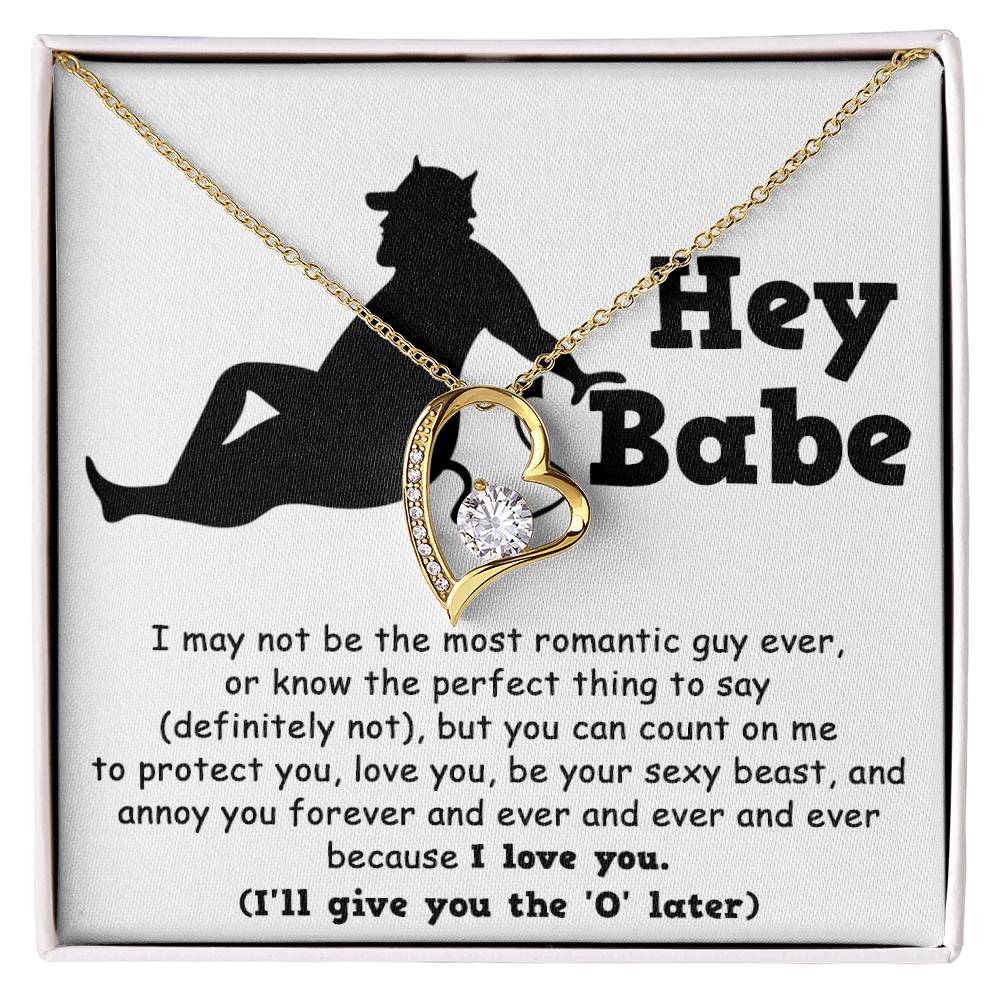 Funny Gift For Her, Not The Most Romantic Guy Ever, Forever Love Heart Necklace Message Card