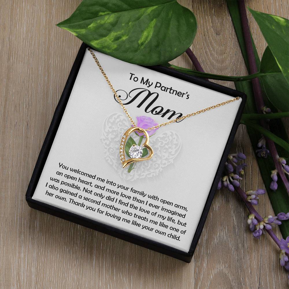 To My Partner's Mom, A Second Mother, Forever Love Heart Necklace
