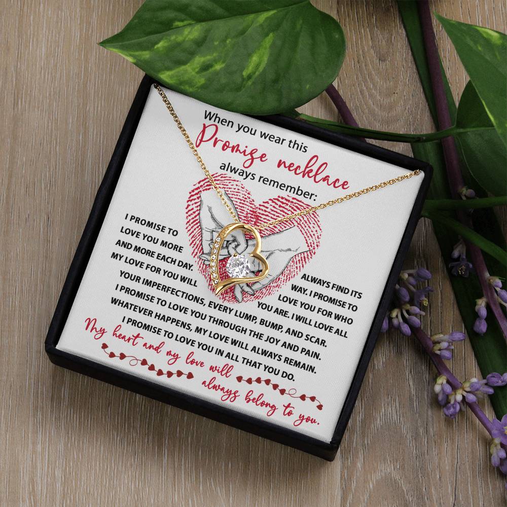 Promise Necklace, My Heart And My Love Will Always Belong To You, Forever Love Heart Necklace Message Card