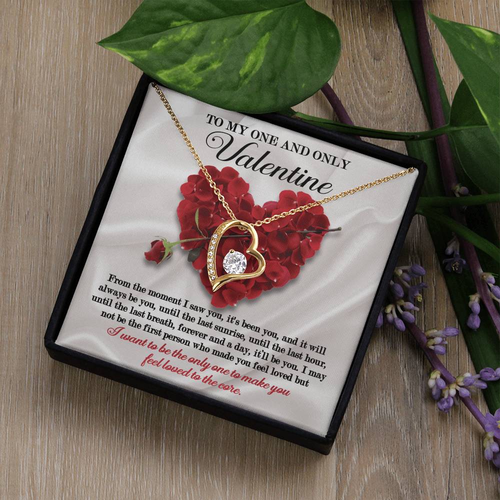 To My One And Only Valentine, Forever Love Heart Necklace Message Card