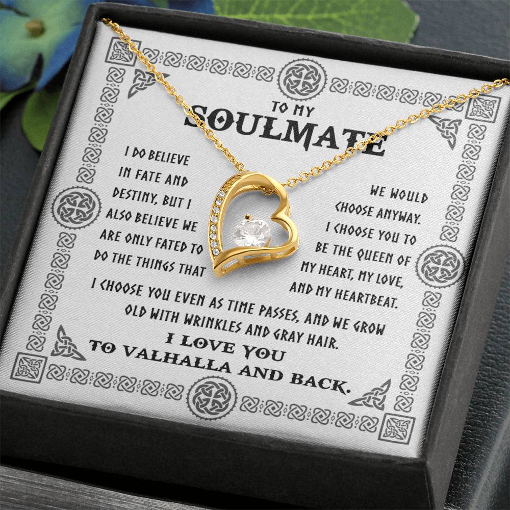 To My Soulmate, I Choose You Even As We Grow Old, Forever Love Heart Necklace Message Card