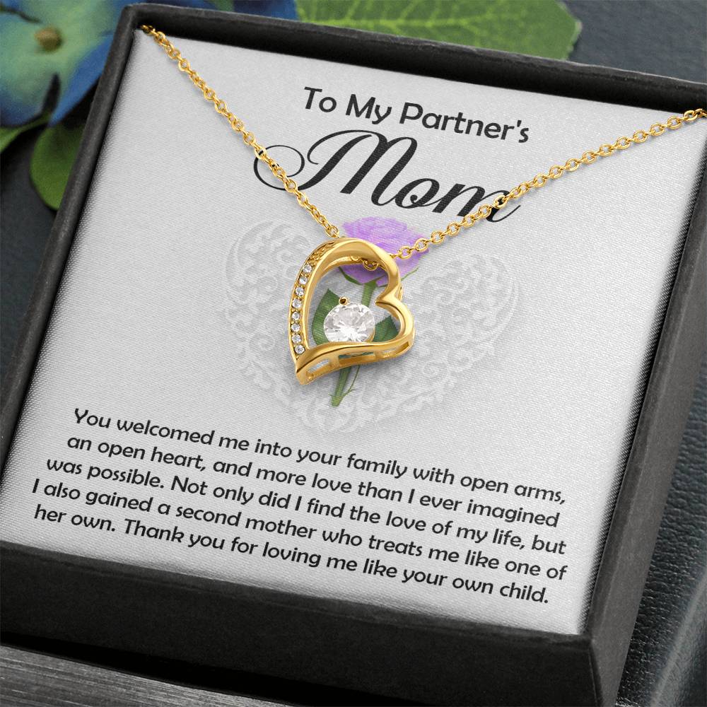 To My Partner's Mom, A Second Mother, Forever Love Heart Necklace