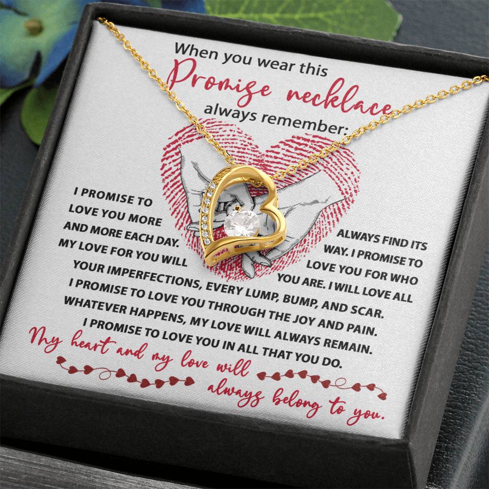 Promise Necklace, My Heart And My Love Will Always Belong To You, Forever Love Heart Necklace Message Card