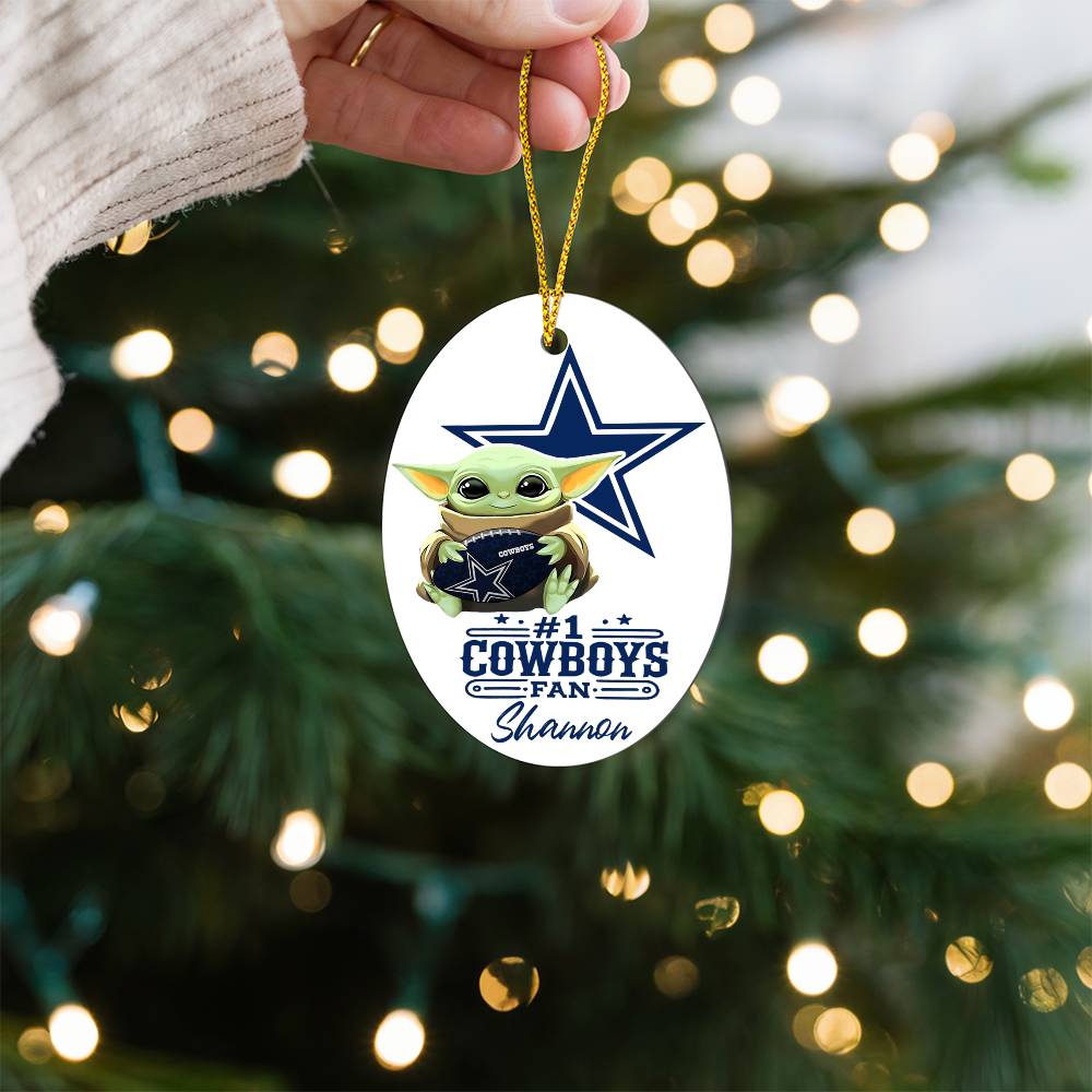 Dallas Cowboys #1 Fan -  Oval Ornament - Personalized (Shannon)