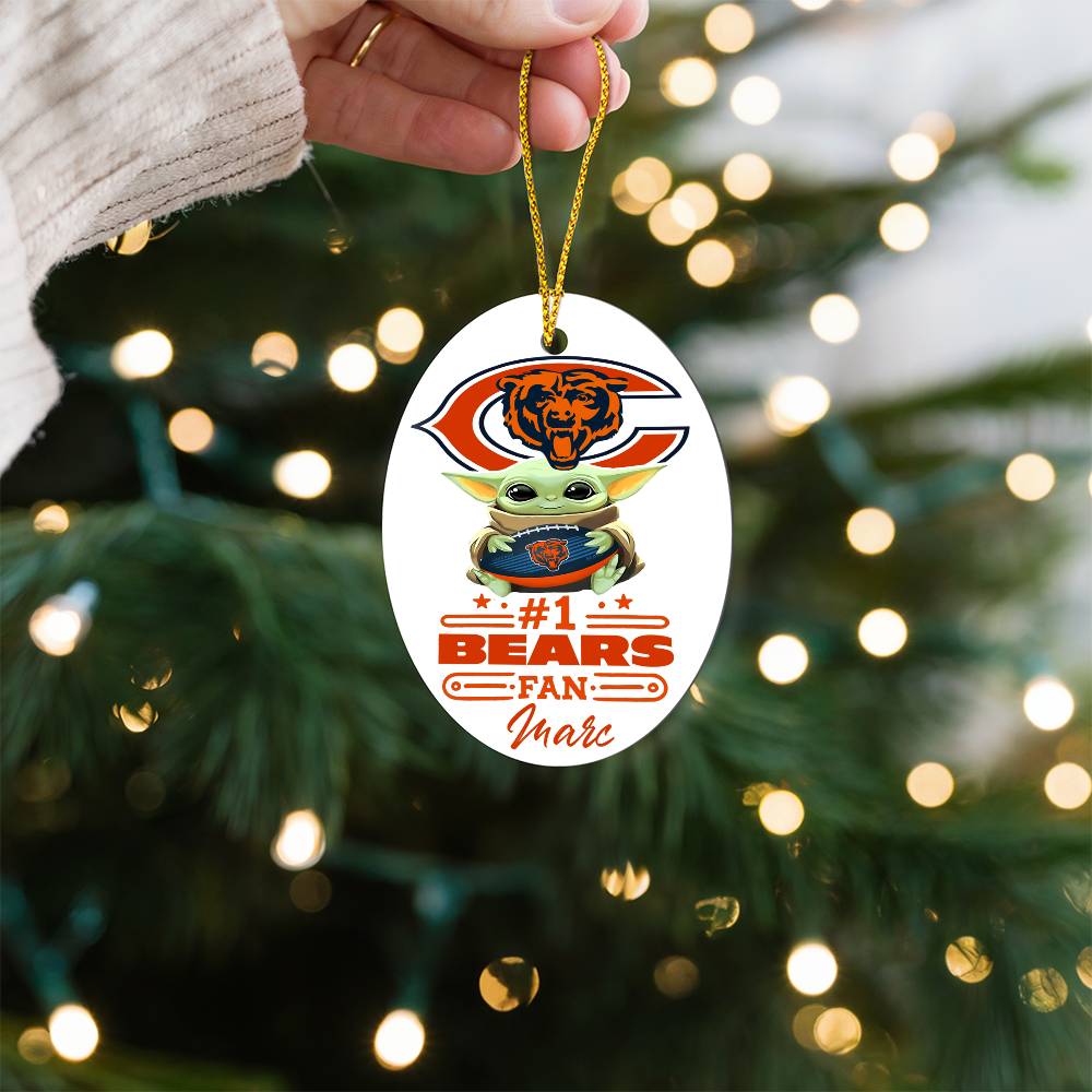 Chicago Bears #1 Fan - Oval Ornament - Personalized (Marc)