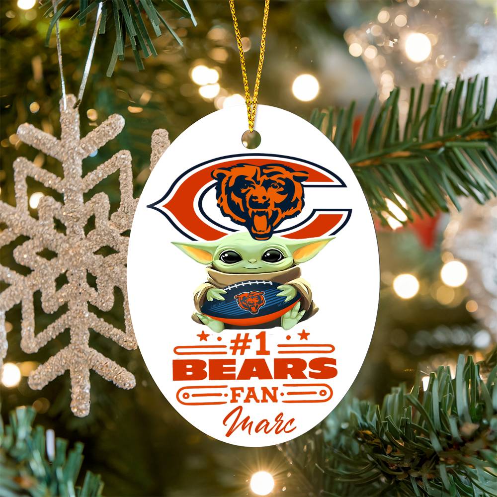 Chicago Bears #1 Fan - Oval Ornament - Personalized (Marc)