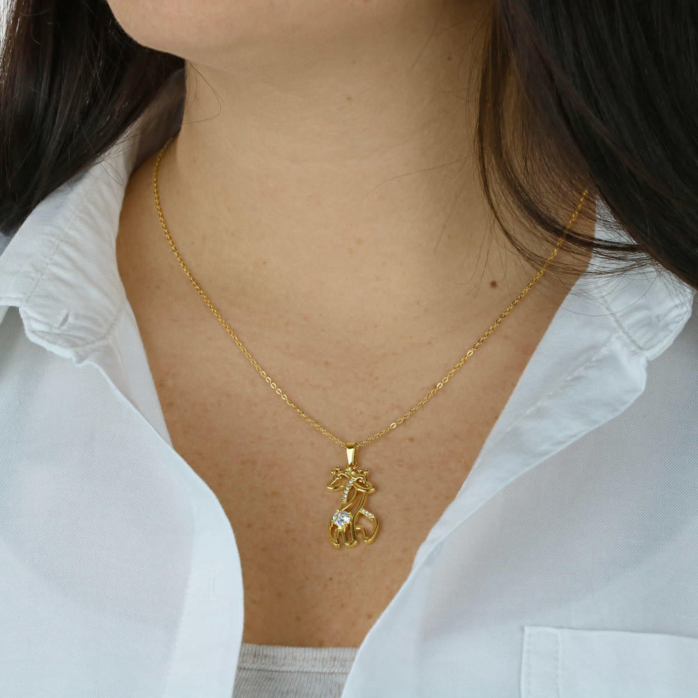 Giraffe Necklace - To My Amazing Mom - Purple Flowers - Words Are Never Enough to Thank You For All That You Do! I Love You! ***