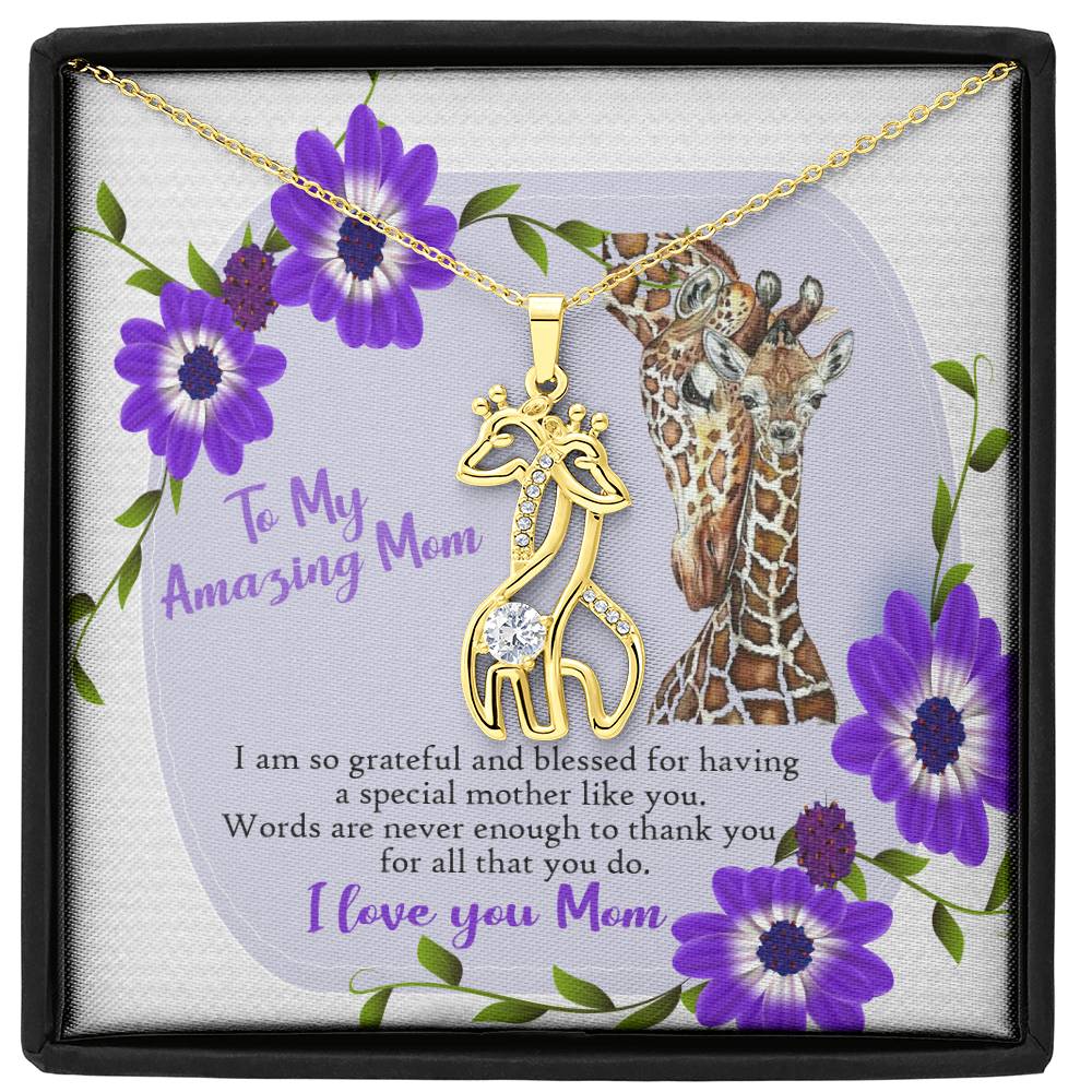 To My Amazing Mom, Giraffe Necklace, Birthday Christmas Gift For Mom