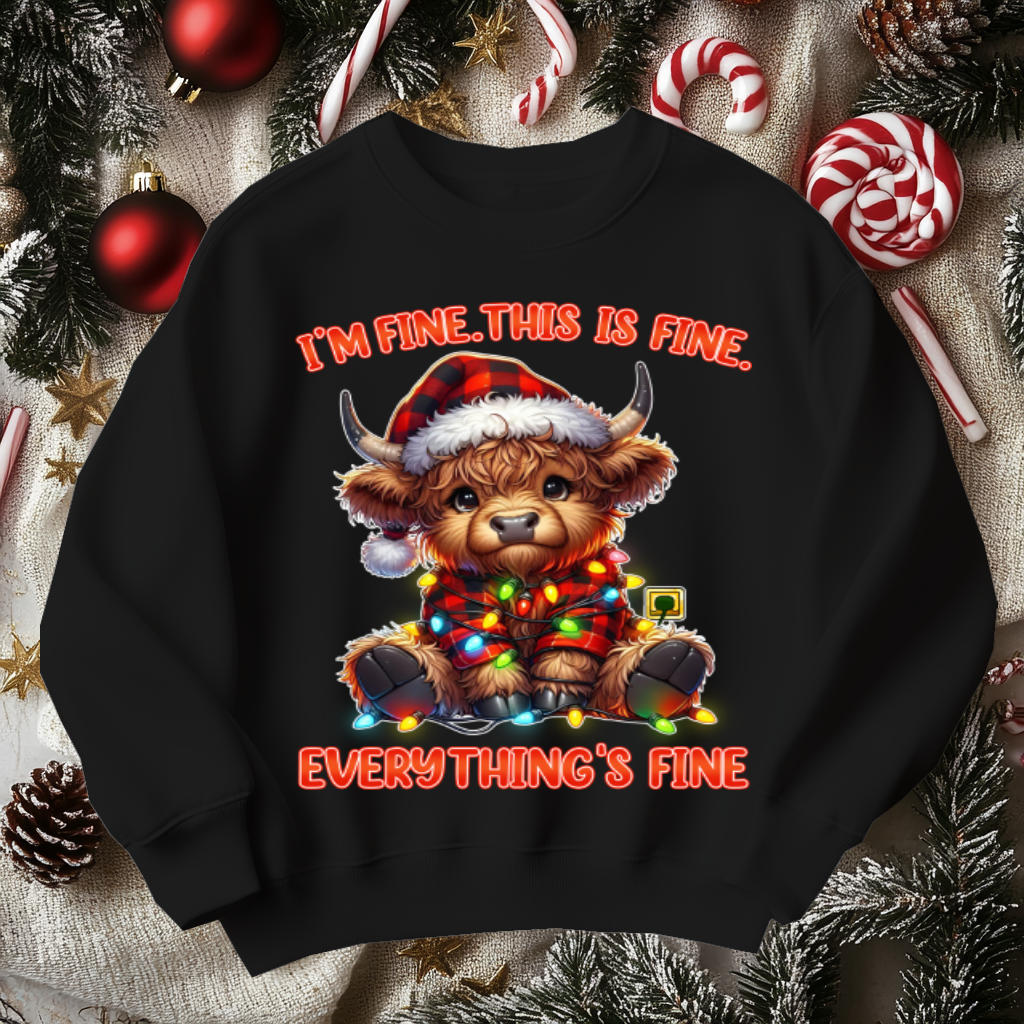 Funny Moose Christmas Sweater, I'm Fine Everything is Fine!