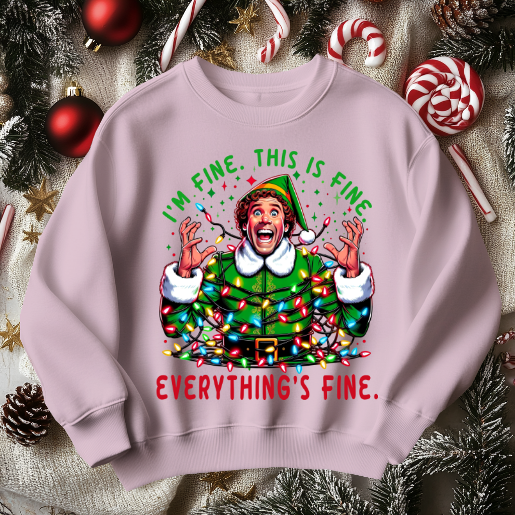 Funny ELF Christmas Sweater, I'm Fine Everything is Fine!