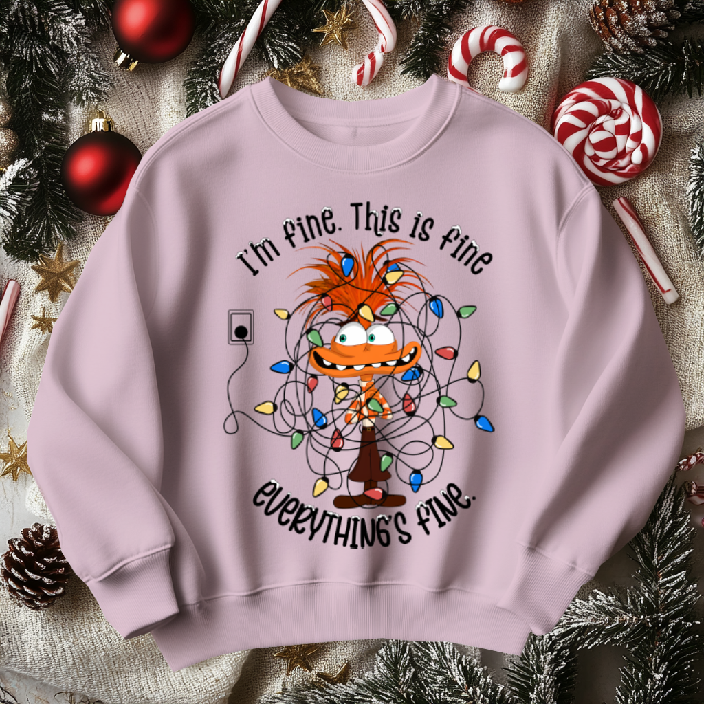 Funny Sarcastic Christmas Sweater, I'm Fine Everything is Fine!