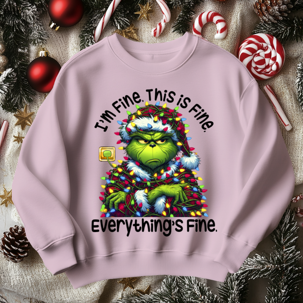 Funny GRINCH Christmas Sweater, I'm Fine Everything is Fine!