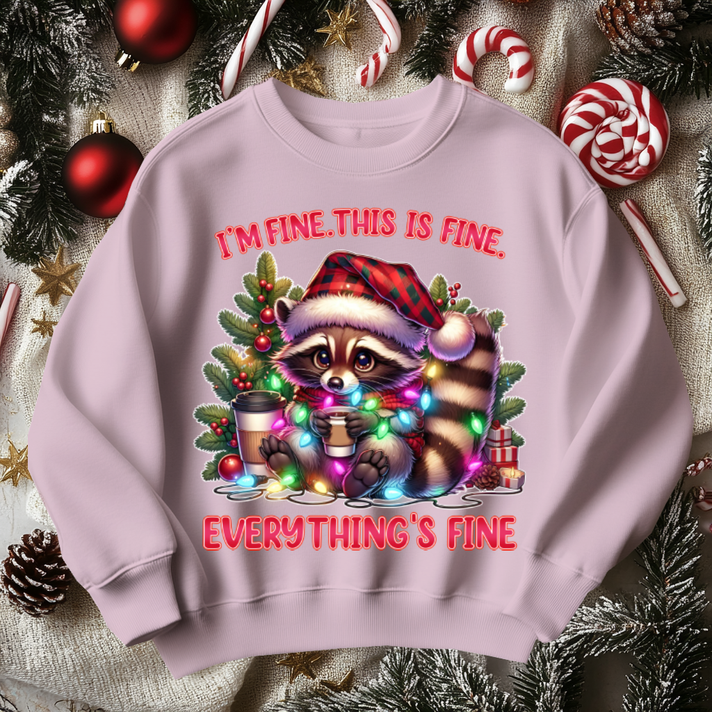 Funny Raccoon Christmas Sweater, I'm Fine Everything is Fine!