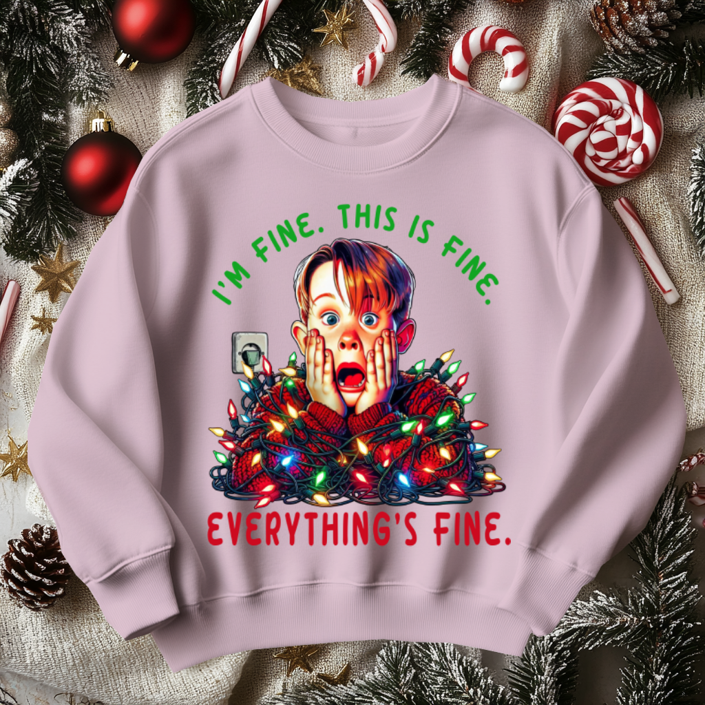 Funny Home Alone Christmas Sweater, I'm Fine Everything is Fine!