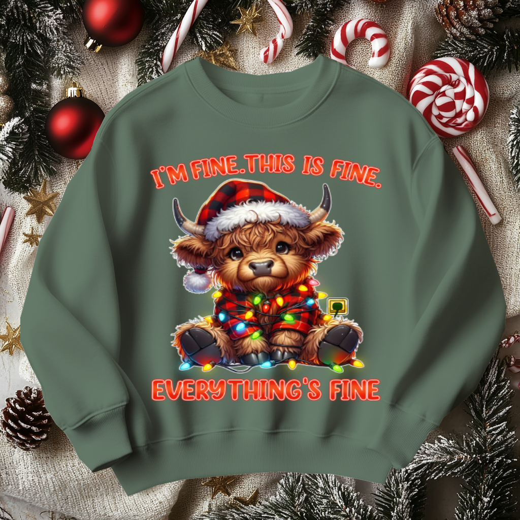 Funny Moose Christmas Sweater, I'm Fine Everything is Fine!