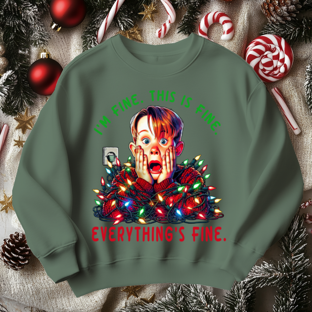 Funny Home Alone Christmas Sweater, I'm Fine Everything is Fine!