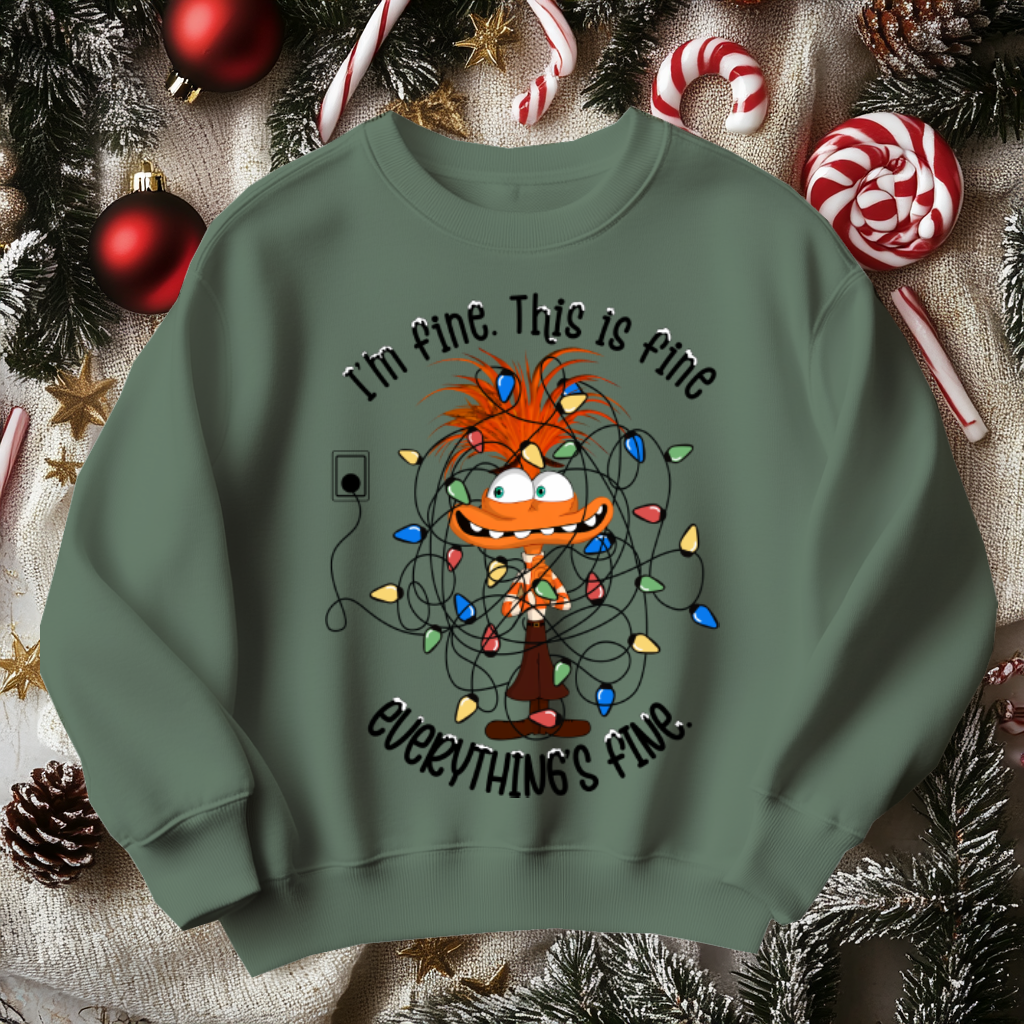 Funny Sarcastic Christmas Sweater, I'm Fine Everything is Fine!