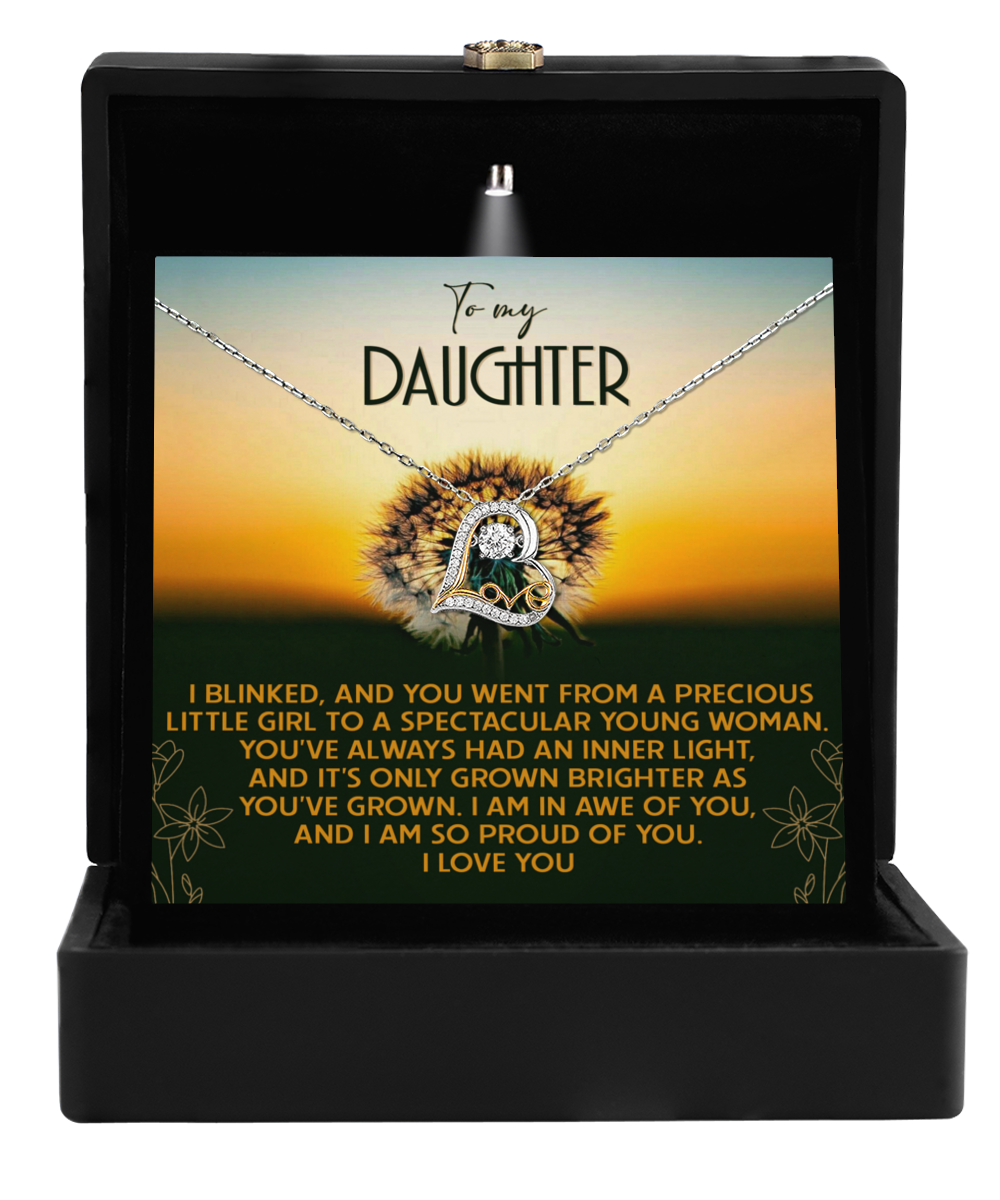 To My Daughter, I Am So Proud Of You, Love Dancing Heart Necklace, Gift For Daughter