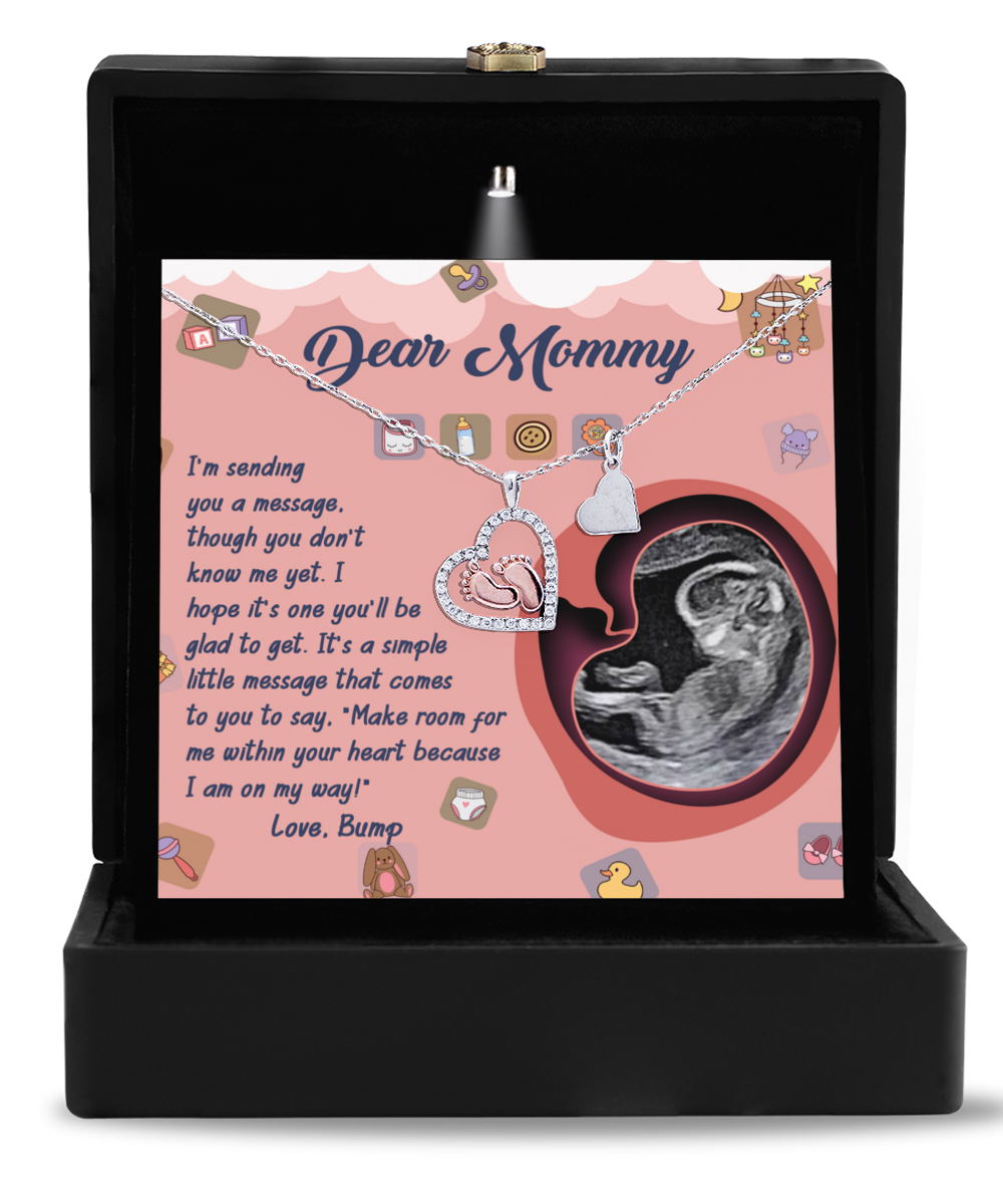 Mom To Be - On My Way - Baby Feet Necklace