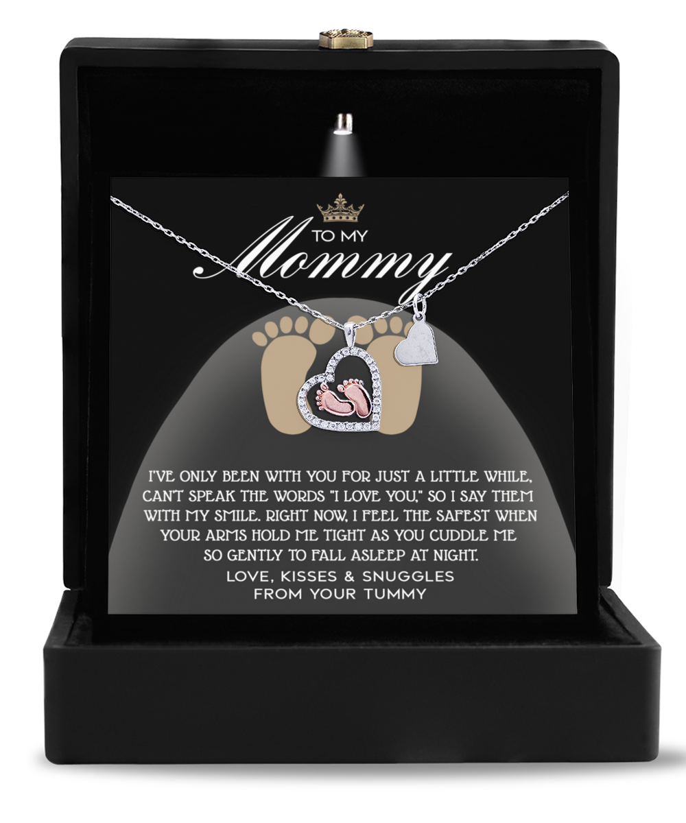 Mama To Be - I Love You - Baby Feet Necklace